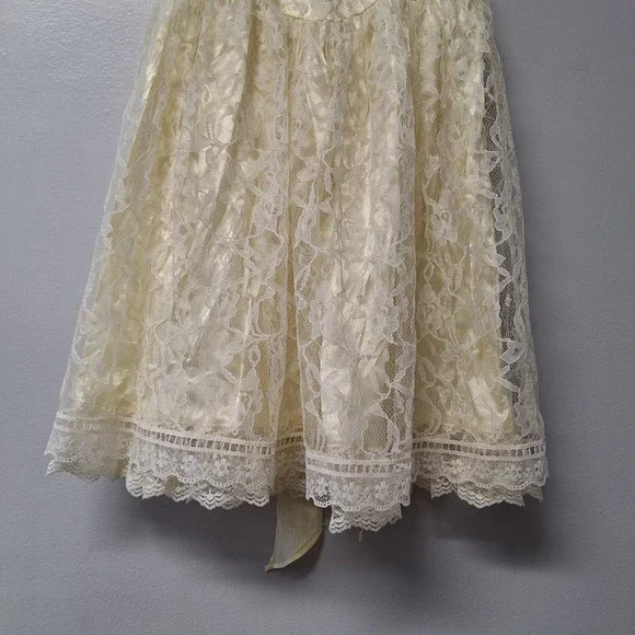 Gunne Sax Jessica McClintock Girls Lace Dress Toddler Formal Party Ivory Vintage